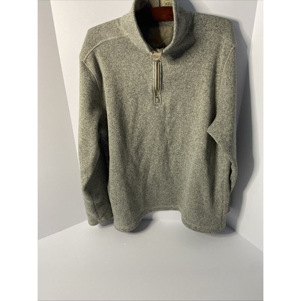 G.H. Bass Sweater Men's XXLarge Beige 1/4 Zip Fleece Casual Outdoor Pullover